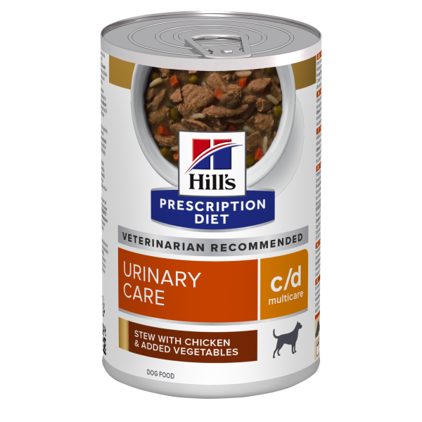 Hill's PRESCRIPTION DIET c/d Multicare Urinary Care Stew- лечебна мокра храна за кучета с уринарни проблеми, консерва задушено пилешко със зеленчуци