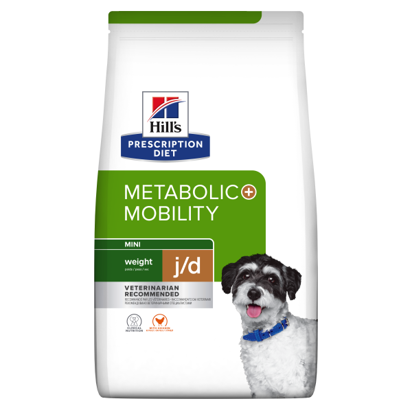 Hill's PRESCRIPTION DIET Metabolic + Mobility Mini - лечебна суха храна за кучета от дребни породи с наднормено тегло и ставни проблеми, с пилешко
