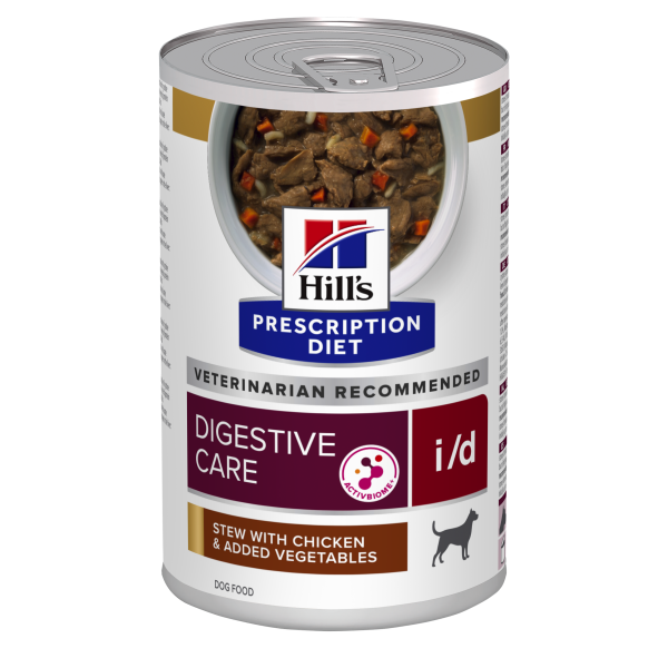 Hill's PRESCRIPTION DIET i/d Digestive Care AB+ Stew - лечебна мокра храна за кучета с храносмилателни разстройства и за възстановяване – консерва задушено пилешко със зеленчуци