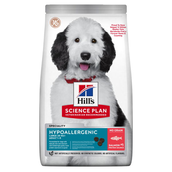 Hill's Science Plan Canine Hypoallergenic Large Breed Adult – хипоалергенна суха храна за кучета от едри породи от 1 до 6 години със сьомга