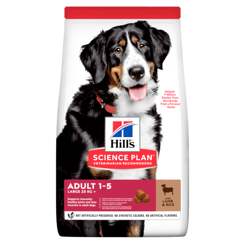 Hill's Science Plan Large Breed Adult с агнешко и ориз – Пълноценна храна за кучета от едри породи над 25 кг с умерени енергийни нужди, 1 - 6 г.