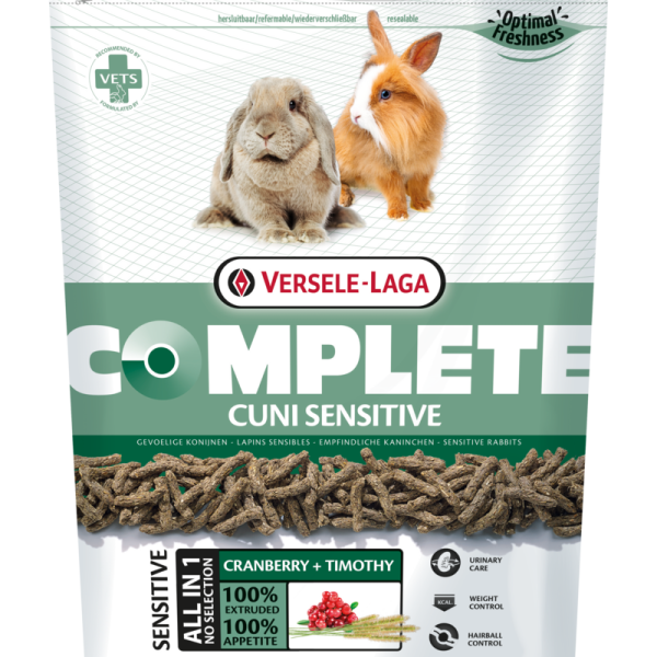 Versele Laga Cuni Sensitive Complete – пълноценна храна за чувствителни зайци (джудже) в зряла възраст.