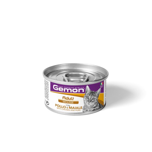 GEMON Cat Adult Mousse with Chicken & Pork – Пълноценна храна за котки в зряла възраст, мус с пилешко и свинско, консерва