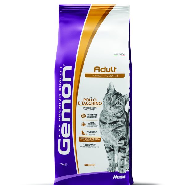 GEMON ADULT CAT WITH CHICKEN AND TURKEY - Пълноценна суха храна за котки над 1 година с пилешко и пуешко