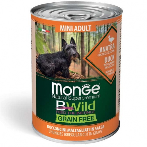 Monge BWILD Grain Free – Duck with Pumpkin and Zucchini – Mini Adult