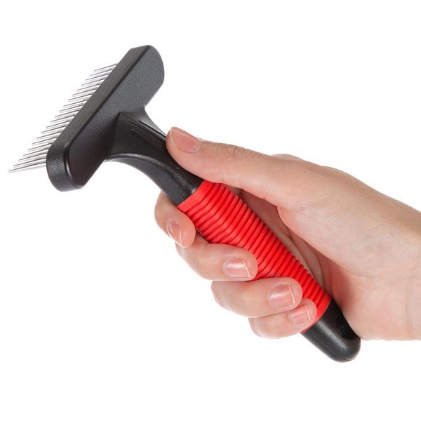 Ferplast GRO 5872 – едноредов гребен с метални въртящи се зъбци за кучета и котки